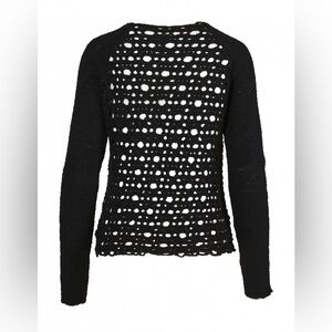 NU Denmark Black Wool Knit Sweater with Cutout Design Sz S Sushi blouse knit